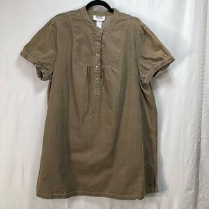 🦅 Main Street Blues mocha cordaroy short sleeve bib dress